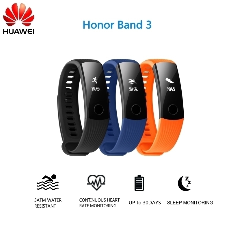 Original Huawei Smart Honor Band 3 with Heart Rate Monitoring for Swimming Long Time Battery i7hb3m