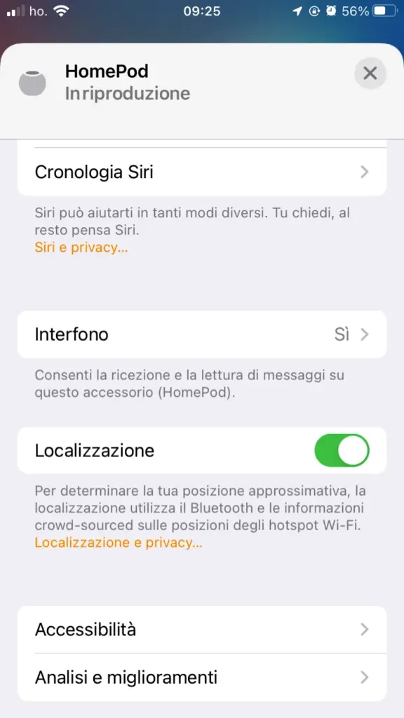 Impostazioni Homepod 5