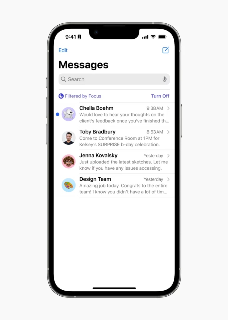 Apple WWDC22 iOS16 Focus filter Messages 220606 Apple WWDC22 iOS16 Focus filter Messages 220606