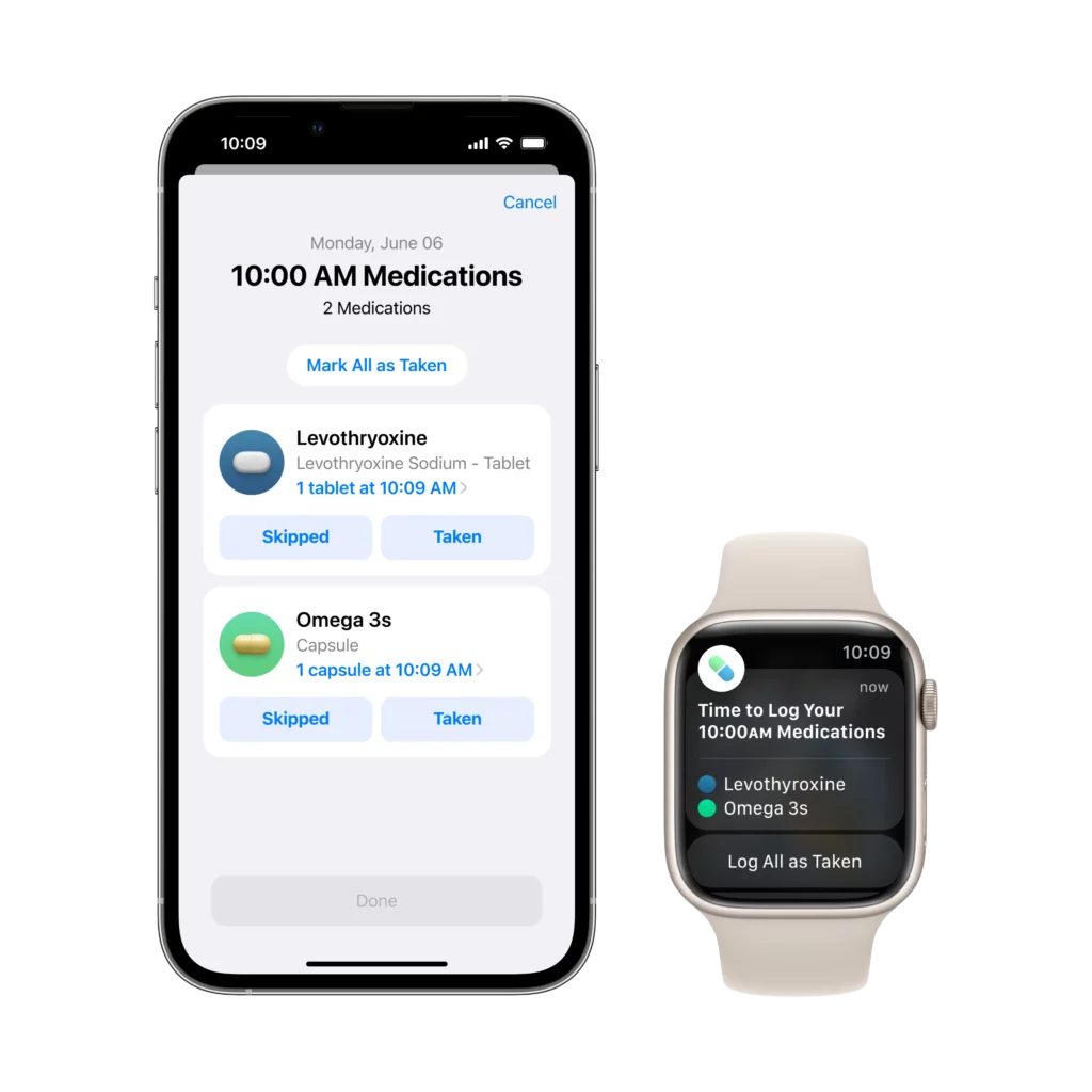 Apple WWDC22 watchOS 9 iPhone13Pro Medications schedules 220606