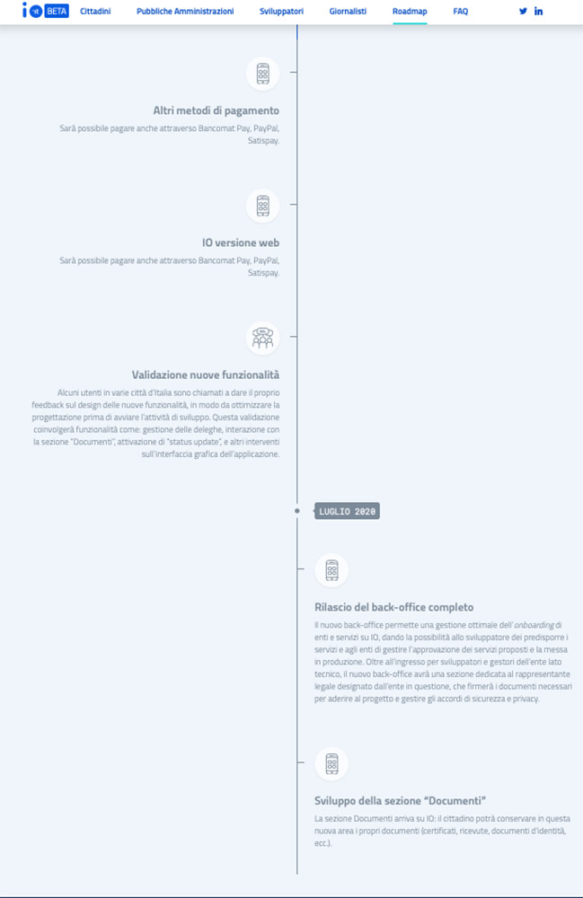 io roadmap apr2020 Roadmap di Progetto IO da Aprile 2020 escluso a Luglio 2020.