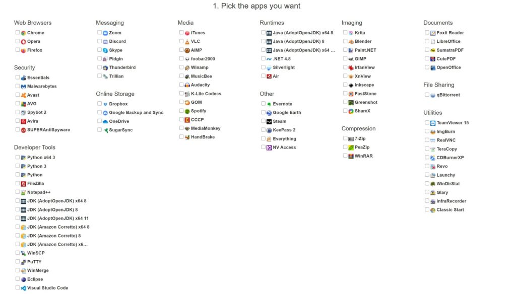 ninite softwarejpg Ninite lista software
