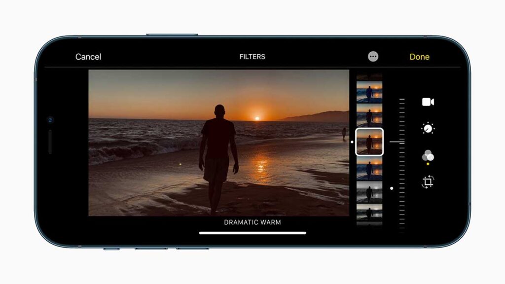iPhone12Pro modificavideo Su iPhone 12 Pro è possibile modificare in tempi estremamente ridotti i video anche applicando dei filtri