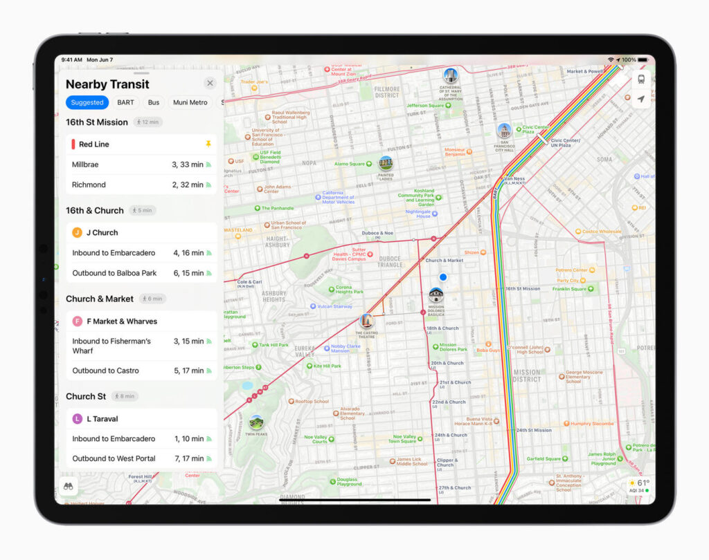 Apple iPadPro iPadOS15 maps transit 060721 Apple iPadPro iPadOS15 maps transit 060721